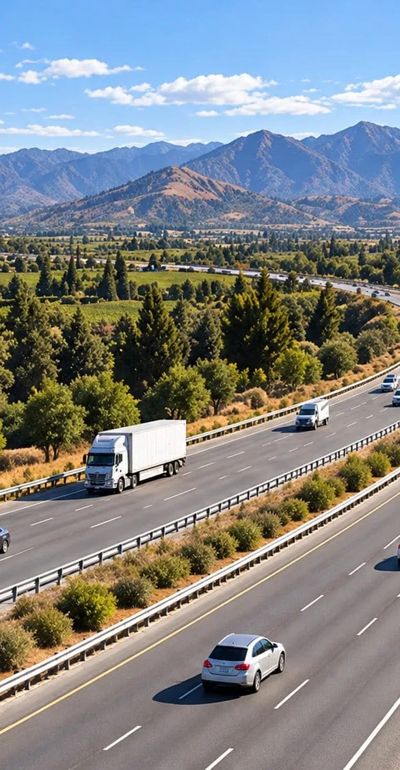 Autopista con tránsito entre valles y montañas