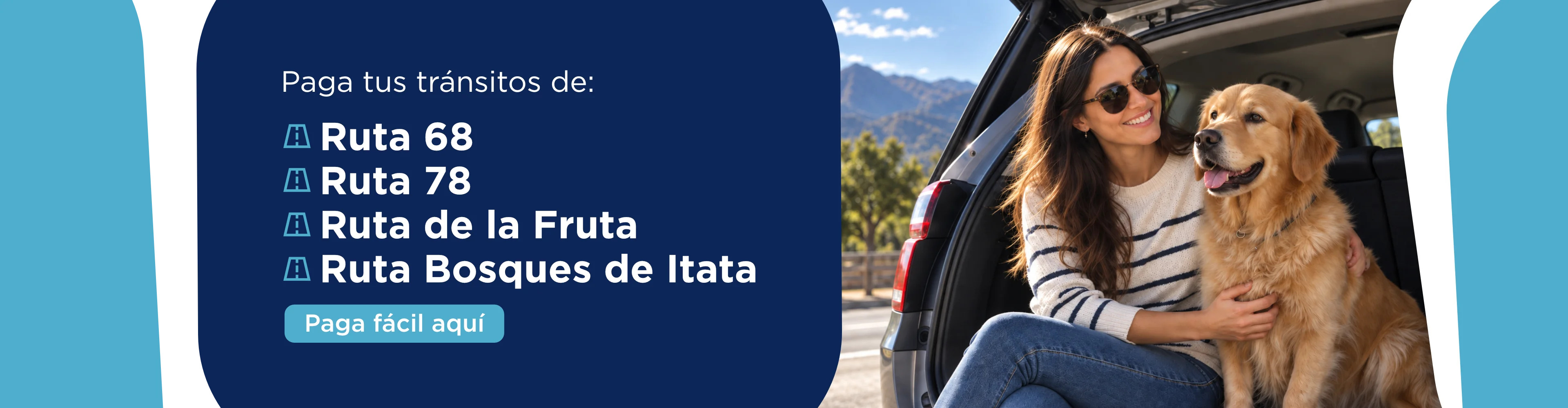 Paga tus tránsitos de Ruta 68, Ruta 78, Ruta de la Fruta y Ruta Bosques de Itata
